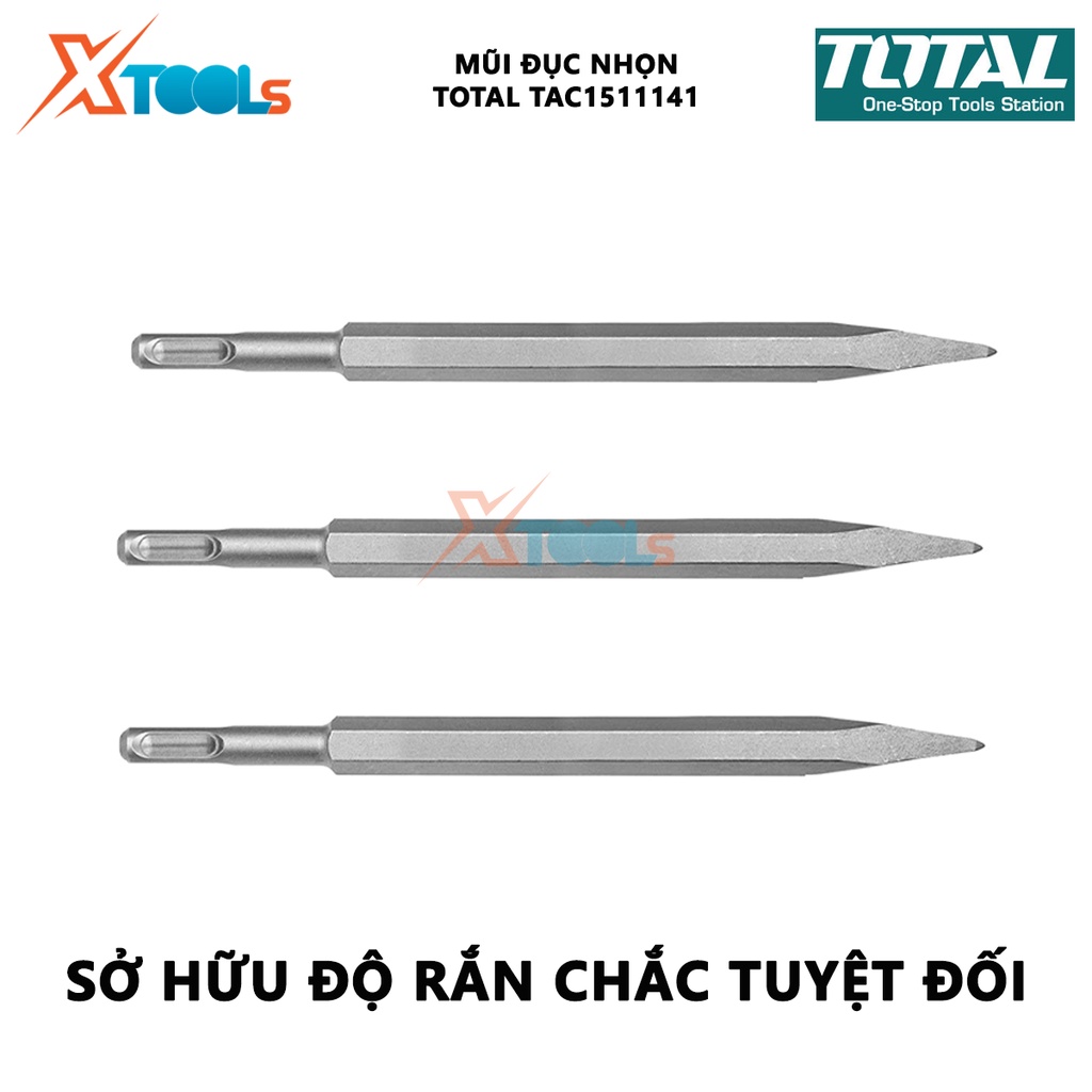 Mũi đục nhọn TOTAL TAC1511141 | mũi đục chiều dài 250mm đục, khoét các bề mặt cứng khác nhau [CHÍNH HÃNG] [XTOOLs]