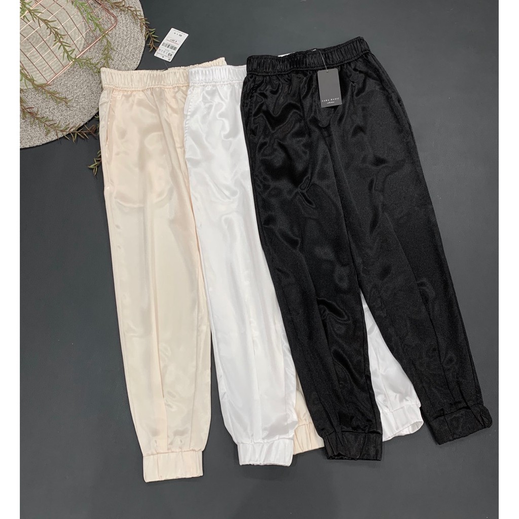 Quần jogger Zara HIGHT-WAIST SATIN JOGGERS PANT dư xịn