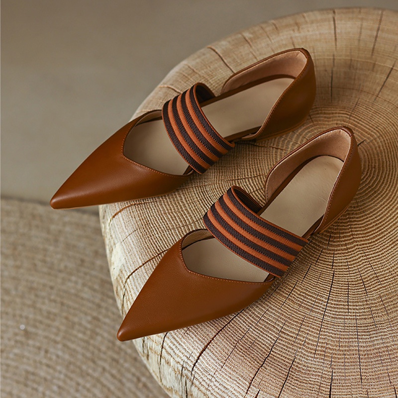 Giày búp bê IELGY mũi nhọn phong cách retro Pháp cho nữ