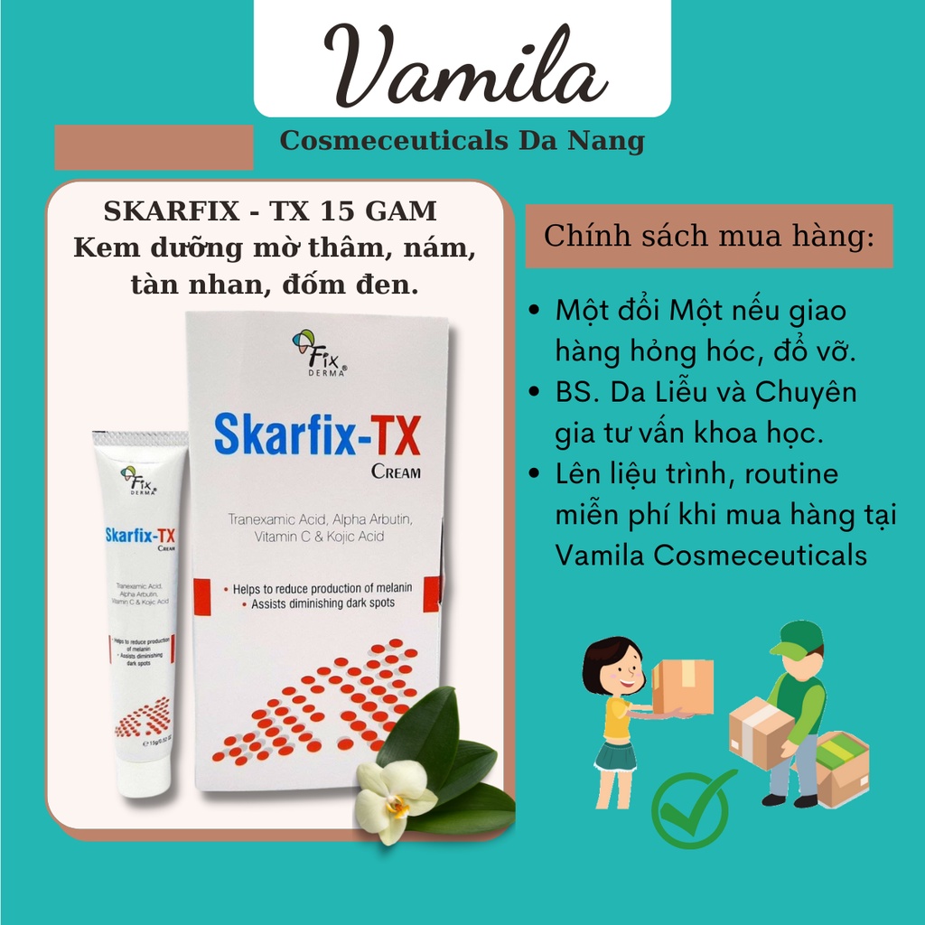 Skarfix TX 15g Chính Hãng - Kem dưỡng mờ thâm nám tàn nhang Skarfix TX 15g Chính Hãng Fixderma - Vamila Cosmeceuticals