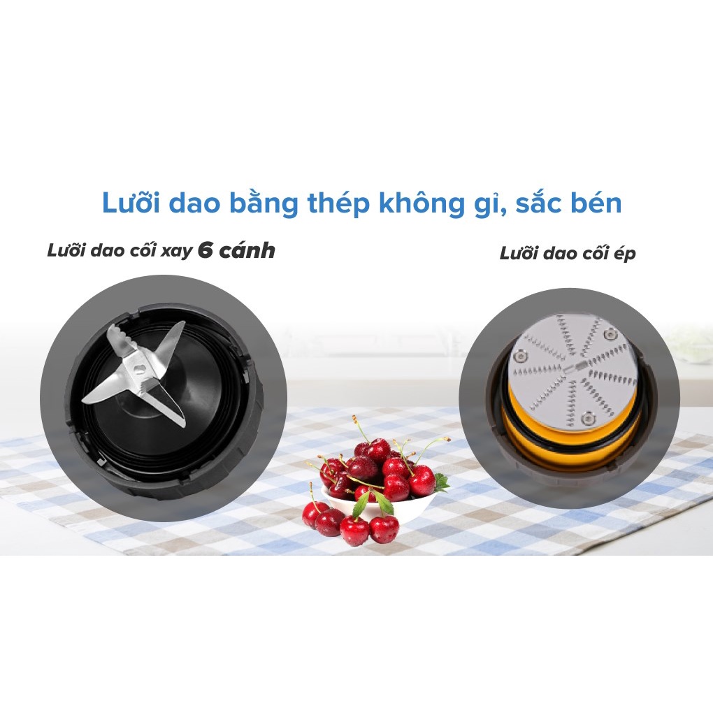 Máy xay sinh tố Tefal BL42Q166 - Chức năng Xay + Ép - Công suất 600W - Lưỡi dao 6 cánh - Hàng chính hãng bảo hành 24 năm