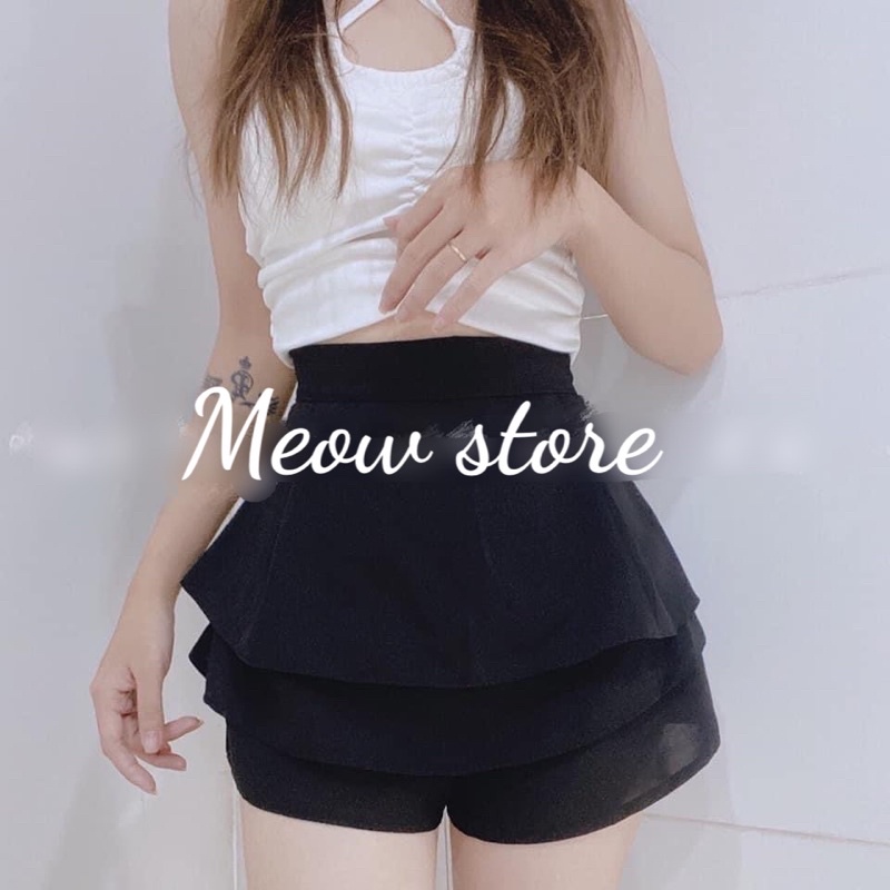 Chân váy ngắn xoè 3 tầng xinh liền quần khoá sau lưng
