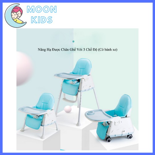 [ FREESHIP - Có Bánh Xe ] Ghế Ăn Dặm HanBei - Siêu Tiện Lợi - FULL Phụ Kiện - Điều Chỉnh Độ Cao Tiện Dụng