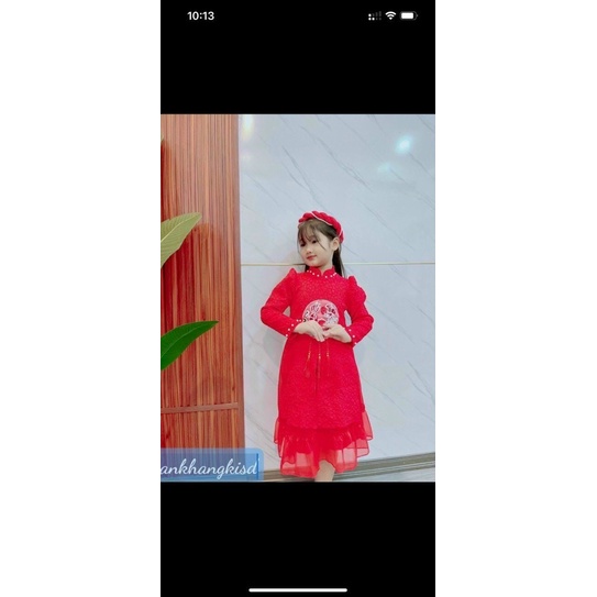 áo dài bé gái kèm mấn