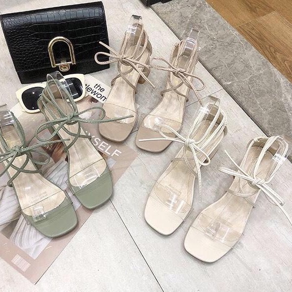 Sandal cao gót quai trong dây buộc cao cấp 5cm TTS27