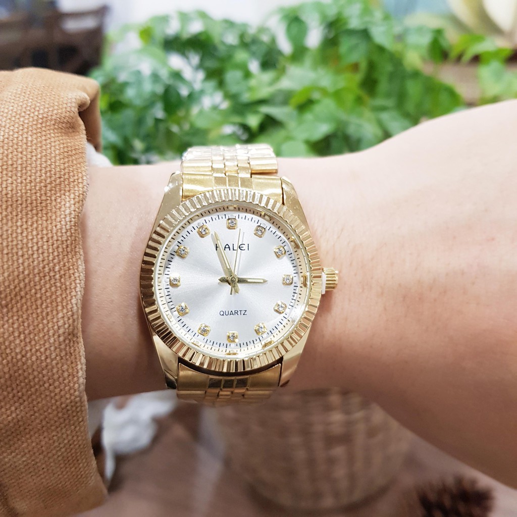 Đồng Hồ Cặp Nam Nữ Dây Kim Loại HL Mặt Đen Sang Trọng