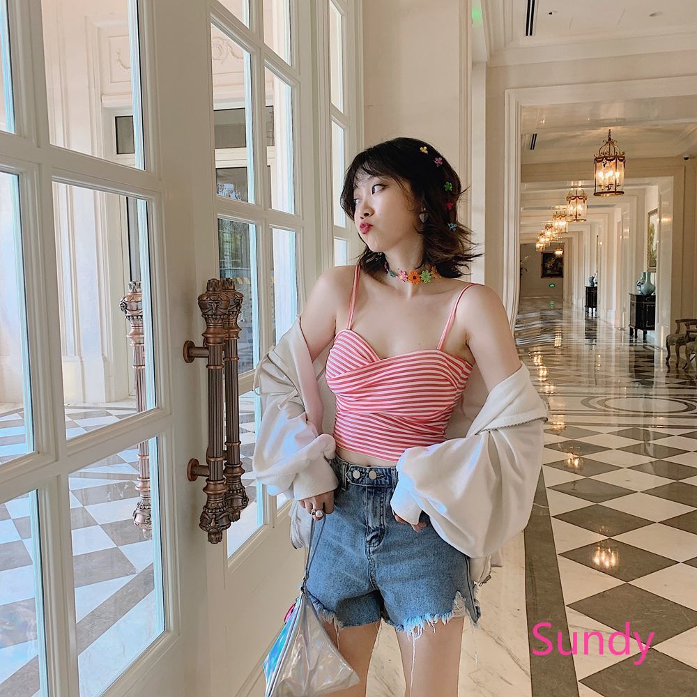 Áo Nữ Không Tay Họa Tiết Sọc Thời Trang Quyến Rũ