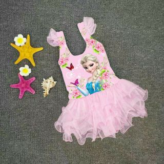 Đồ bơi công chúa Elsa phối voan lưới( hồng phấn , vàng, xanh, hồng sen)