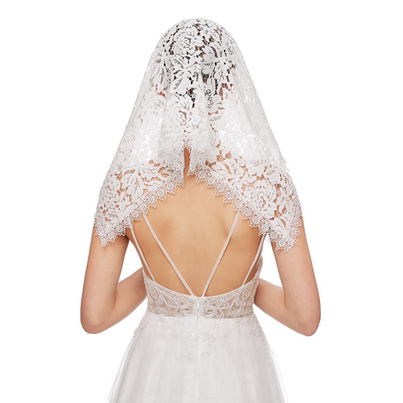 Xiangbao Khăn Choàng Ngắn Che Mặt Thiết Kế Ren Hoa Dành Cho Nhà Thờ Nữ