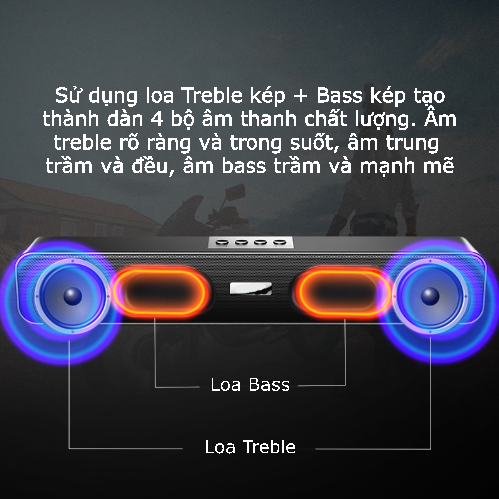 Loa Bluetooh Soundbar âm thanh vòm, pin trâu, nhiều cách kết nối, âm to và chắc E-91D