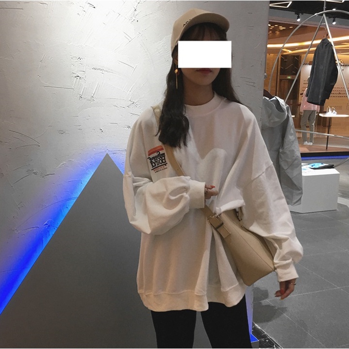 Áo Sweater Tay Dài Dáng Rộng Thời Trang Cho Nữ