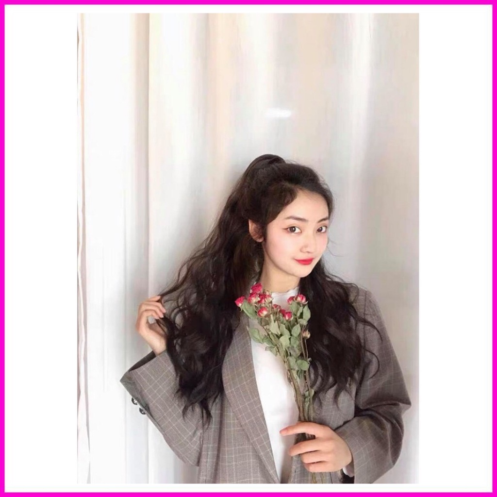 Tóc giả nữ ngoặm ngoạm xù dài 50cm chất sợi tơ cao cấp kèm ảnh thật