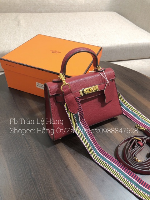 Túi Chữ H Hàng da Xước khoá vàng 2 Quai size 18cm Tặng kèm khăn quấn | BigBuy360 - bigbuy360.vn