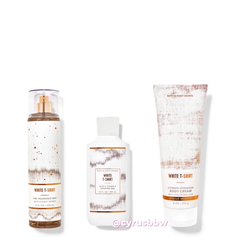 Bộ Sản Phẩm Mist Xịt Toàn Thân, Gel Tắm, Lotion White T Shirt từ Bath & Body Works Mỹ
