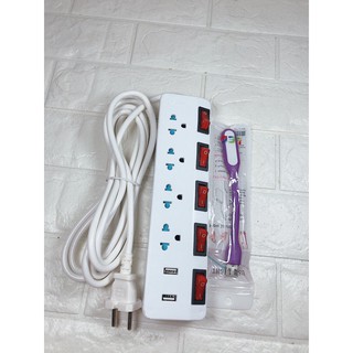 Ổ Cắm 4 Ổ đa năng 2 Cổng USB 5 công tắc SLIN Dây 3m 5m Ổ liền dây 3m 5m chịu tải cao.