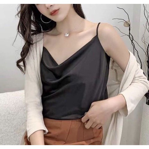 Áo 2 Dây Nữ Lụa Hàn Cổ Trễ Siêu Hot 2021