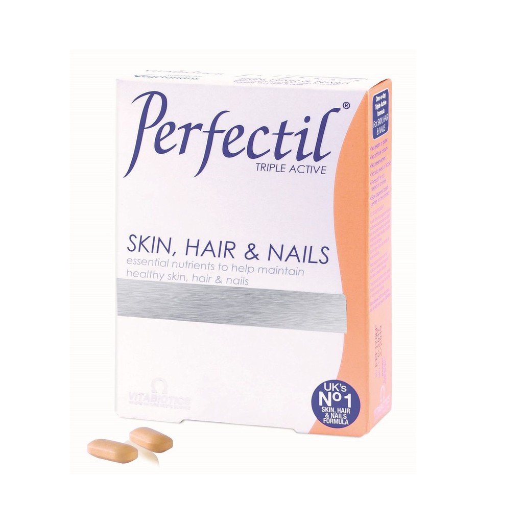 Vitabiotics Perfectil Skin, Hair & Nails Hộp 30 Viên - Dưỡng Chất Giúp Da Sáng, Tóc Mượt Và Móng Chắc