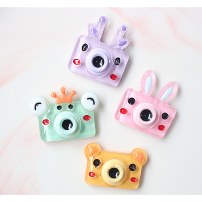 Charm máy ảnh mặt thú nhựa trong suốt cho các bạn chơi slime, trang trí vỏ ốp điện thoại, kẹp tóc, DIY