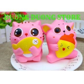 SQUISHY MÈO ÔM CÁ