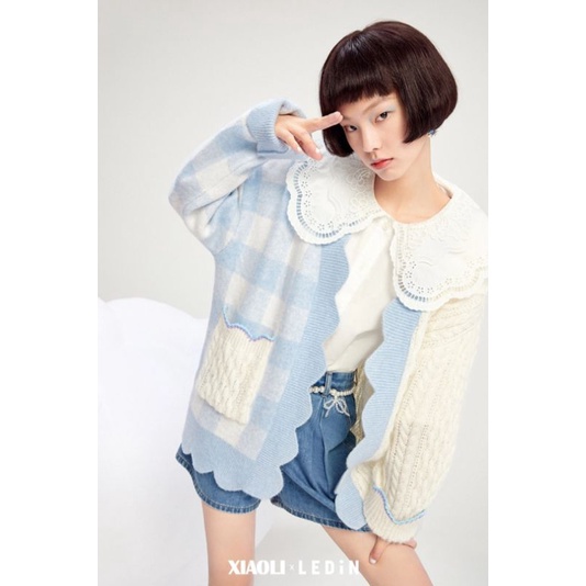 P342 Cardigan xuất dư của LEDIN dệt kim vặn thừng