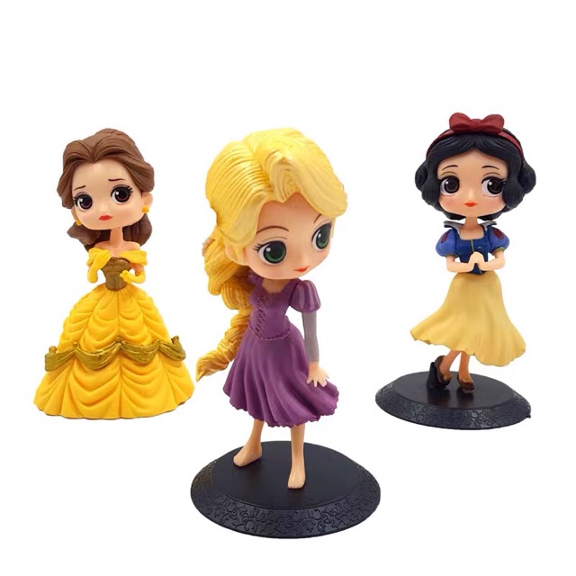 Set 3 Mô Hình Công Chúa Disney phiên bản Q Chibi   Elsa Anna Tinkerbell Rapunzel Belle Snow White  15-16cm