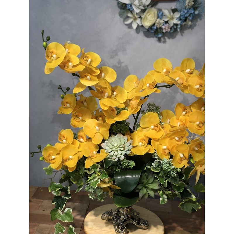 (Ảnh shop chụp) Bình Hoa Giả Lan Hồ Điệp Vàng Trang Trí Tết, Decor Phòng Khách, Làm Quà Tặng Tân Gia Của Mê thảo Flower