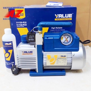 Máy hút chân không VALUE công suất 3.0 CFM Model V-i125Y-R32 có đồng hồ hiển thị áp