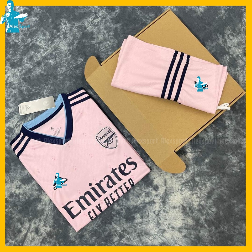 LOGO THÊU Bộ Quần Áo Bóng Đá CLB Arsenal màu Hồng BẢN ĐẸP 22-23 - Alex Sport