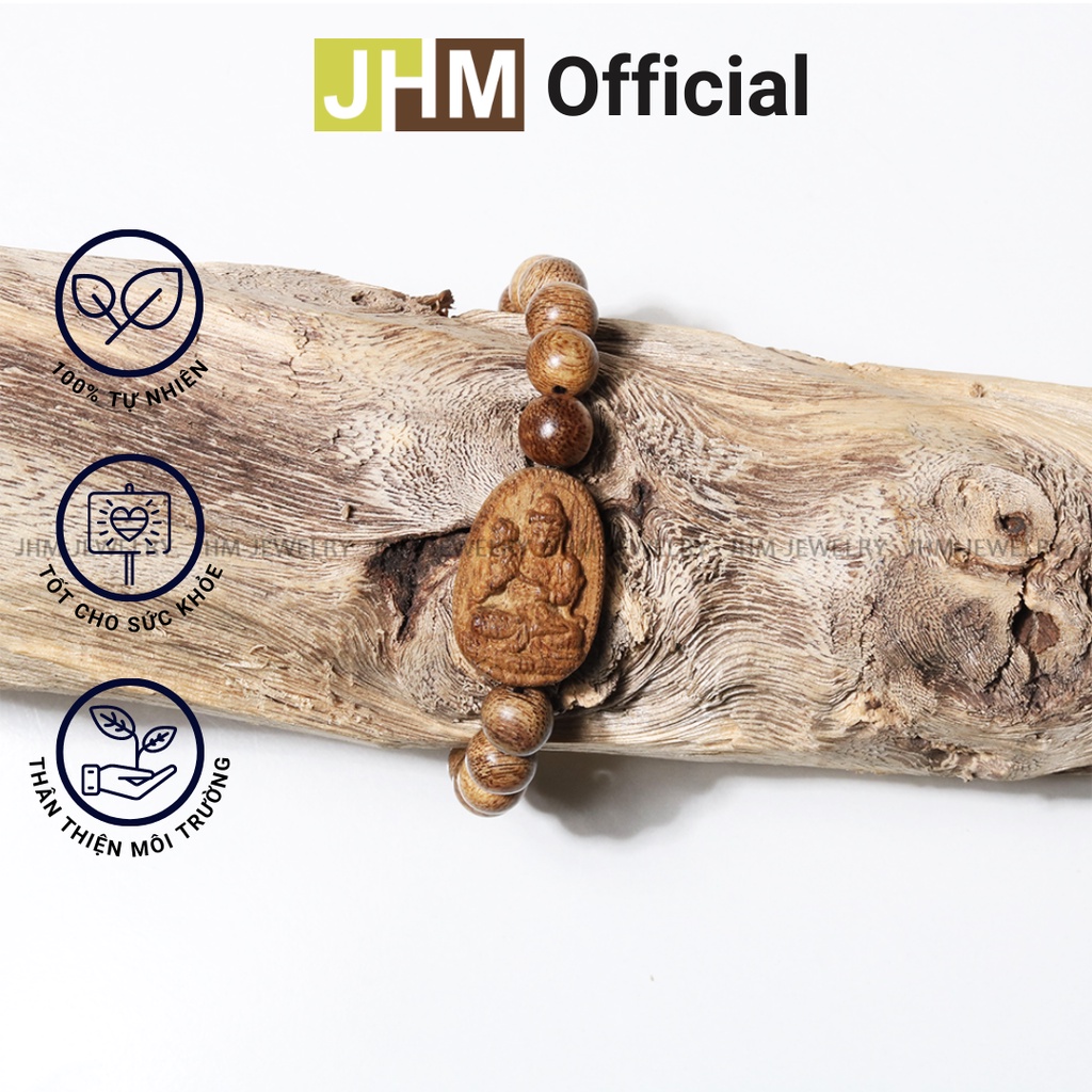 Vòng tay trầm hương tốc dành cho nữ tuổi ngọ 8mm JHM phối mệnh Đại Thế Chi Bồ Tát