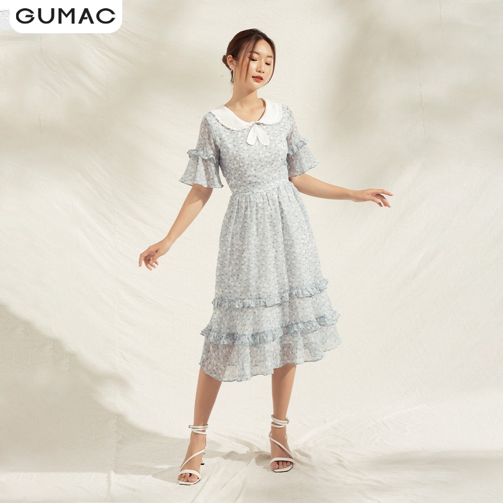 Đầm nơ cổ phối bèo DA1179 GUMAC