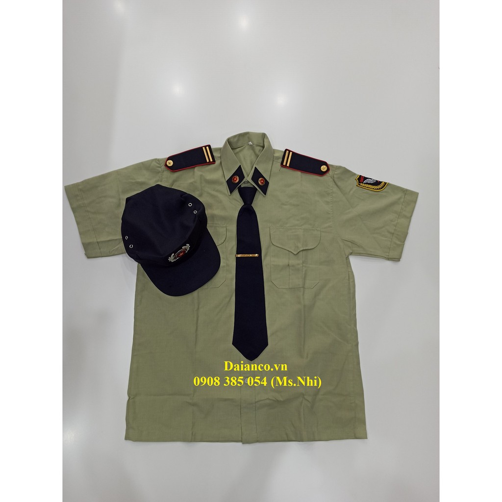 [HCM] Combo Áo và phụ kiện đồng phục bảo vệ màu xanh rêu- Hình thật