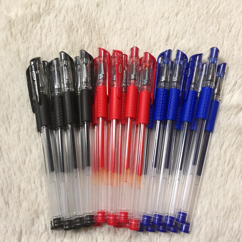 Bút bi gel nắp cài màu xanh đỏ đen PKBEOSHOP  viết bi cao cấp ngòi 0.5mm có thể thay ruột B25