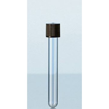 Ống nghiệm thủy tinh có nắp vặn nhựa, test tube thí nghiệm có nút vặn nhựa, chứa dung dịch phòng thí nghiệm