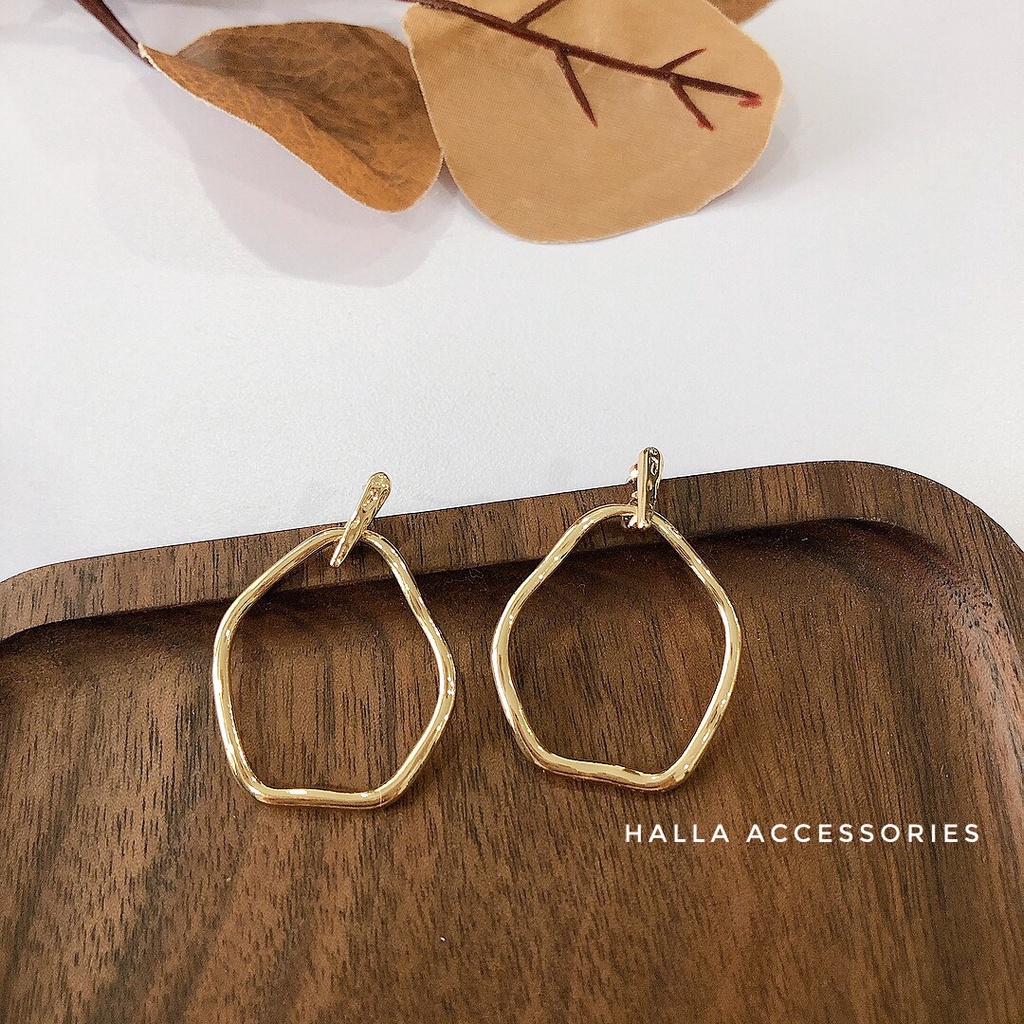 Khuyên tai chuôi bạc S925, phong cách Hàn Quốc sáng đẹp bền màu HALLA