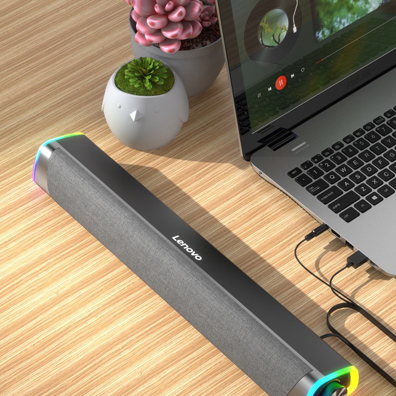 Lenovo L101 Loa máy tính, Loa âm thanh có dây, Kết nối USB và hỗ trợ Aux Loa Soundbar mini để bàn cho PC, ĐTDĐ, Máy tính bảng, Máy tính xách tay