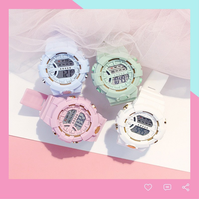 Đồng hồ nam nữ thể thao Unisex Aosun dây cao su cực bền DH107