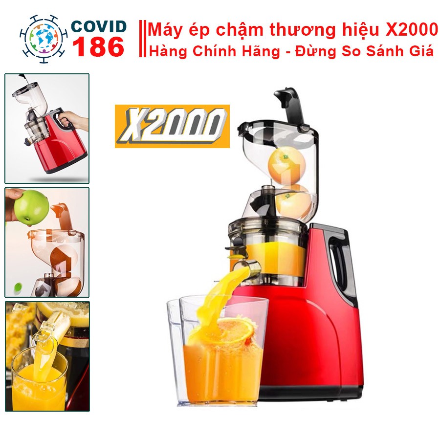 Máy ép hoa quả chậm X2000 đa năng, máy sinh tố xay hoa quả, rau củ, các loại hạt tiện dụng công suất lớn nhà bếp