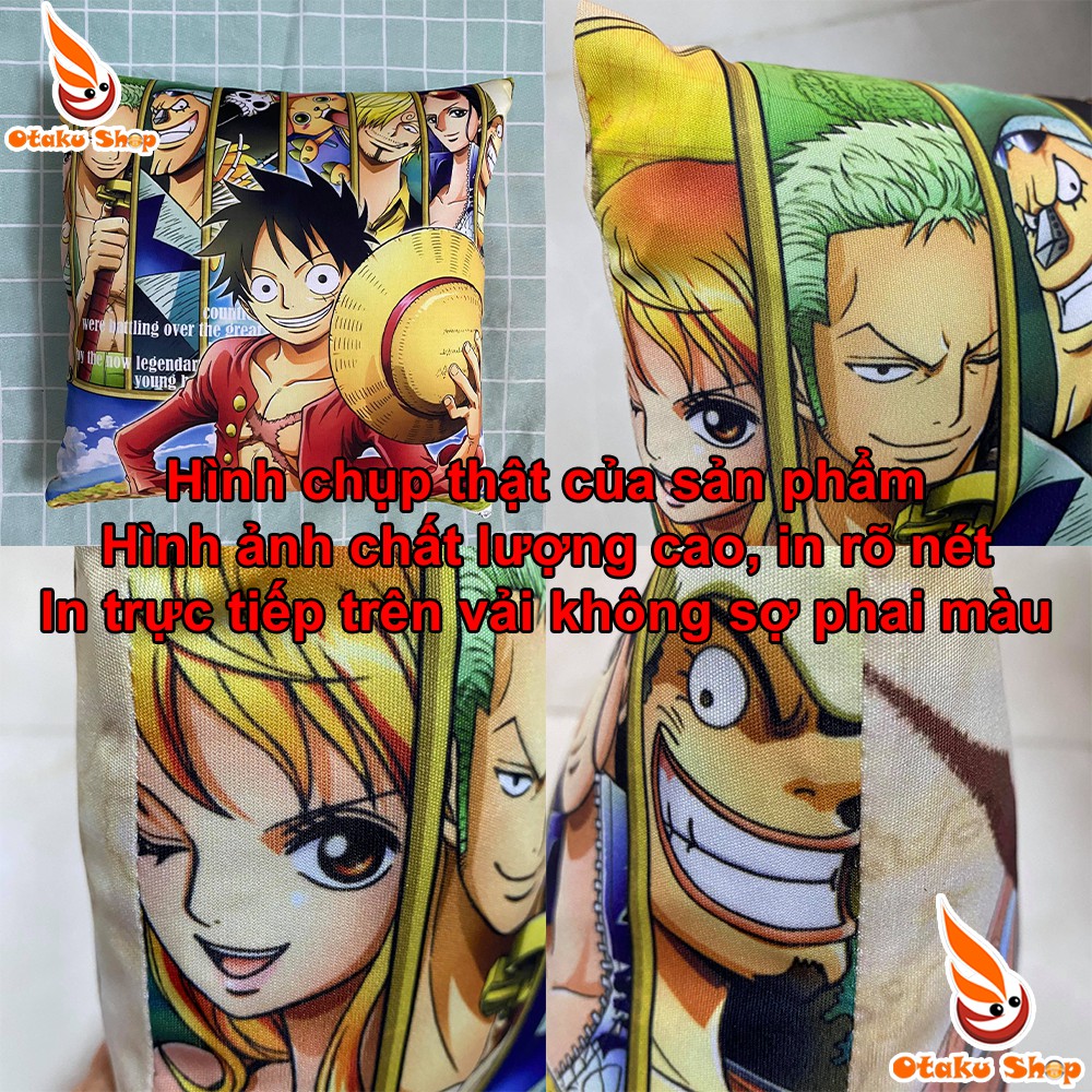 Áo gối, bao gối, gối tựa lưng, gối sofa 40x40 Anime One Piece - Luffy Zoro Nami Usopp Sanji Chopper Robin Franky Brook