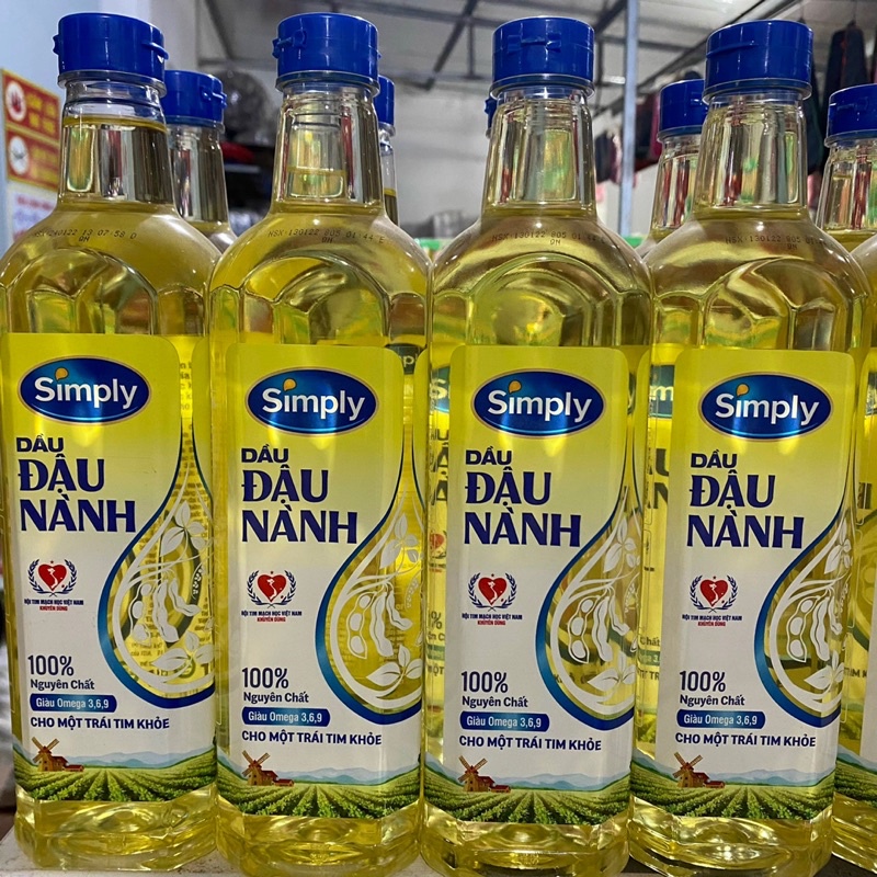 Dầu ăn Simply 1L dầu đậu nành nguyên chất