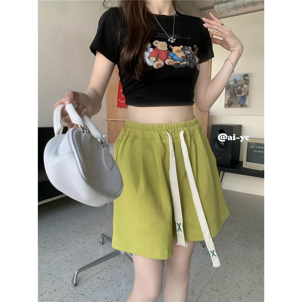 Quần Short Dáng Rộng Lưng Thun Co Giãn Tốt Thời Trang Mùa Hè Cho Nữ