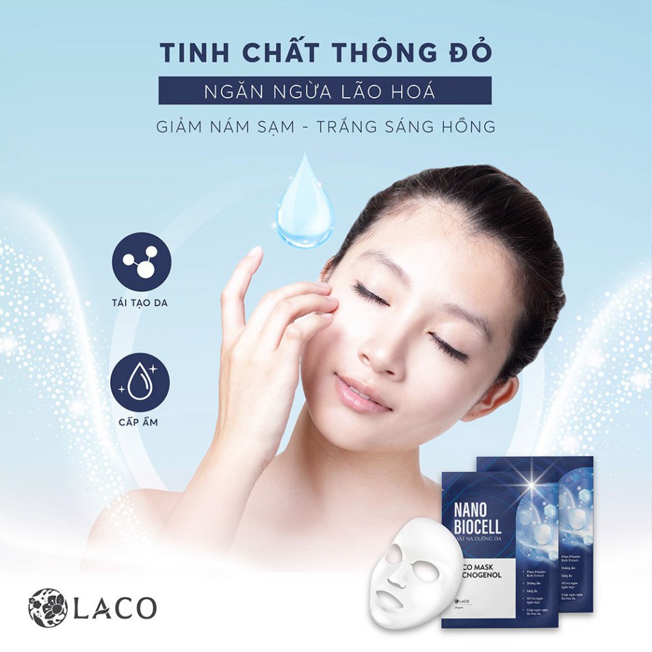 Mặt nạ dưỡng da LACO NANO BIOCELL lên men từ nước dừa tươi nguyên chất cho làn da căng bóng, trắng mịn, hồng hào LITIC