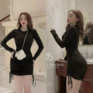 ĐẦM BODY DÂY RÚT 2BÊN SƯỜN TAY DÀI