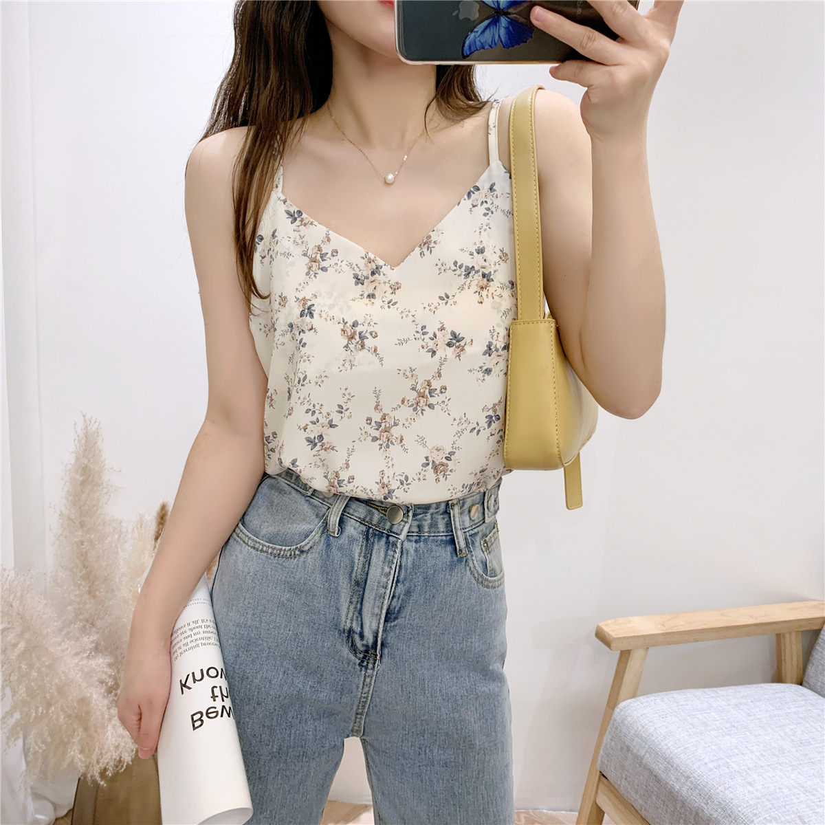 áo hai dây kiểu hàn áo 2 dây nữ áo kiểu áo hai dây croptop hoa nhí áo voan nữ ulzzang áo kiểu nữ đẹp hàn quốc áo tiểu thư áo kiểu