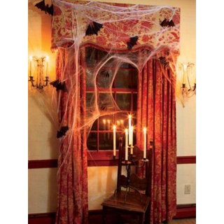 Tơ nhện bông trang trí trang trí Halloween nhà cửa sân vườn có nhện nhựa nhỏ đi kèm
