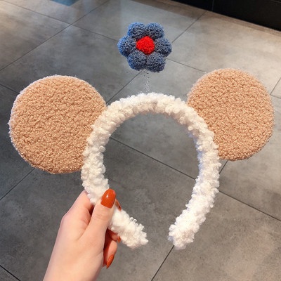 Băng đô cài tóc lông cừu trang điểm rửa mặt cho bé gái