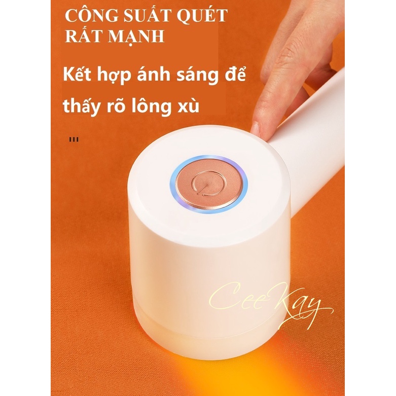 Máy cắt lông xù quần áo đa năng 2in1 CeeKay có thể cắt xơ len vải và hút bụi, tích hợp đèn, không dây