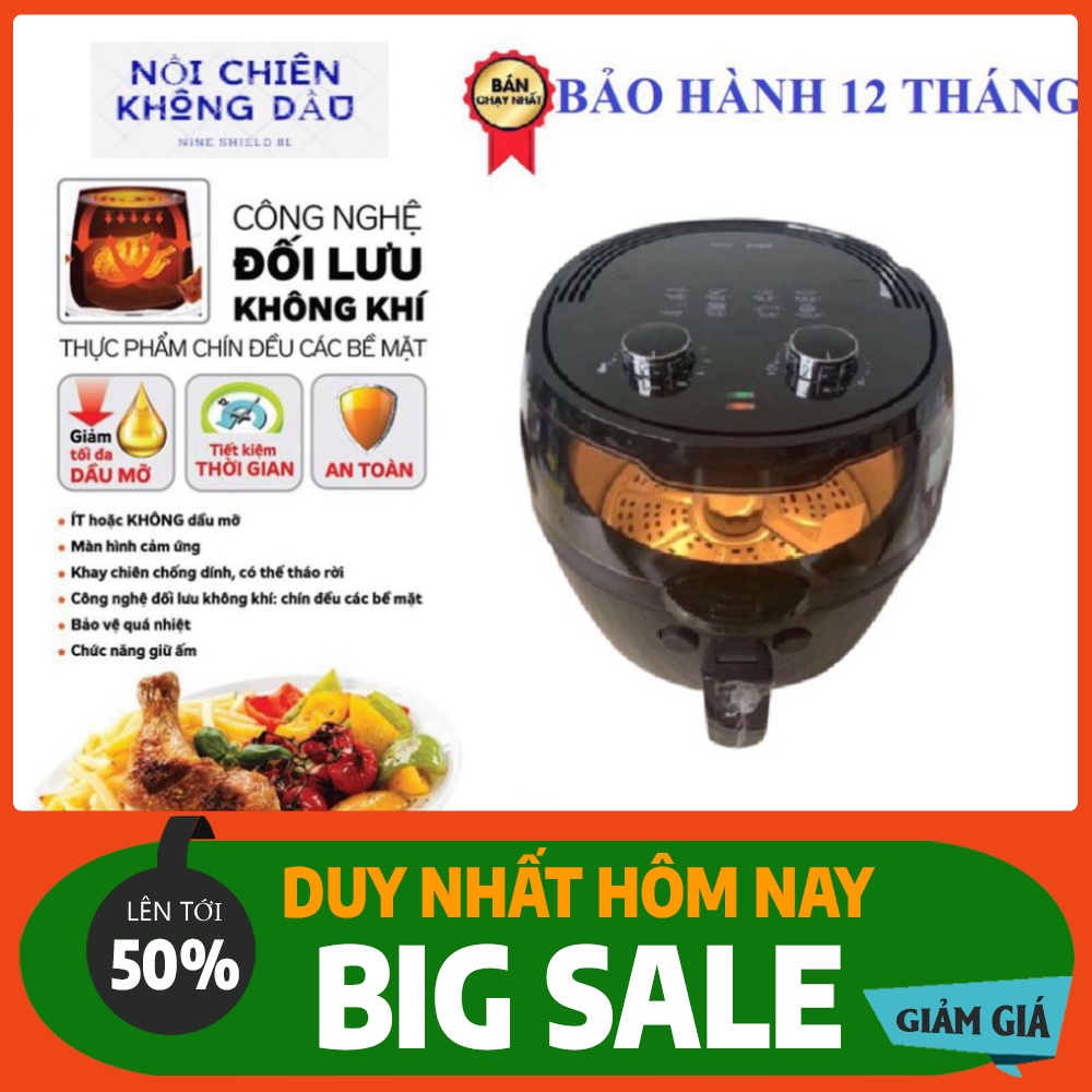 NỒI CHIÊN KHÔNG DẦU 8L NINE SHIELD CÔNG NGHỆ INVENTER