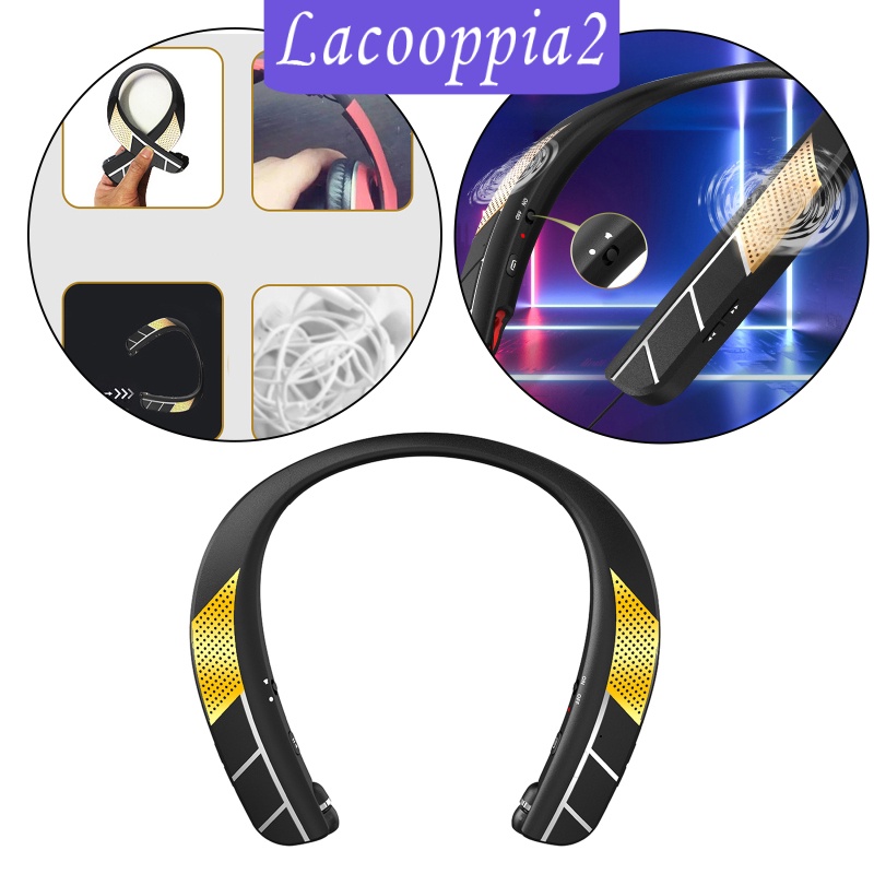 [LACOOPPIA2] Neckband Wireless Speaker HD Low Latency w/ Retractable Earbuds Portable