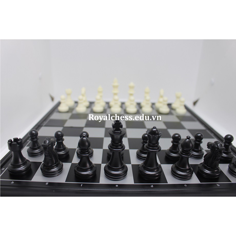 Bộ cờ vua nam châm đen trắng - Size L ROYALCHESS
