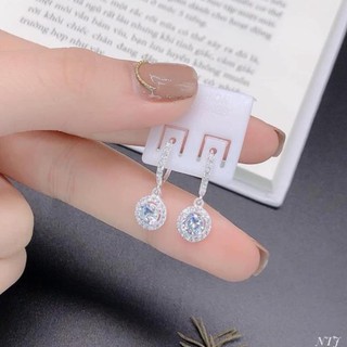 Bông tai nữ bạc ta đá tròn mẫu mới hottt